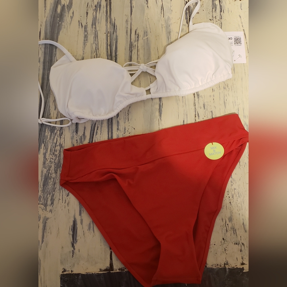 Plus size red/white string bikini